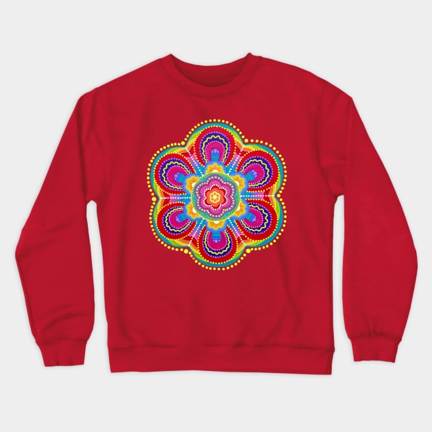 Dotwork Mandala Flower Crewneck Sweatshirt by SoozieWray